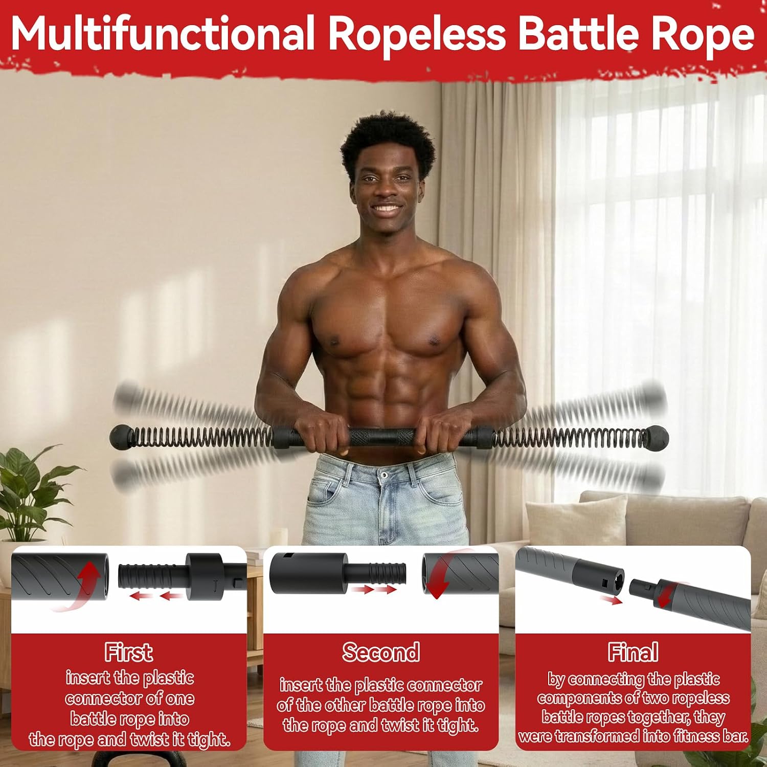 Crossfit Equipment - 2-in-1 Upgraded Cordless Battle Rope Power