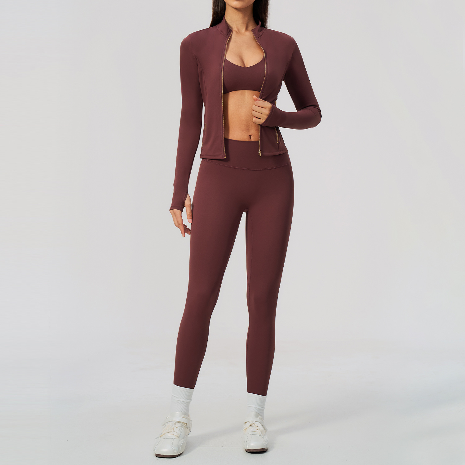 Women 2/3Pcs Yoga Set Zip Up T - đánh giá và giá Crossfit Equipment